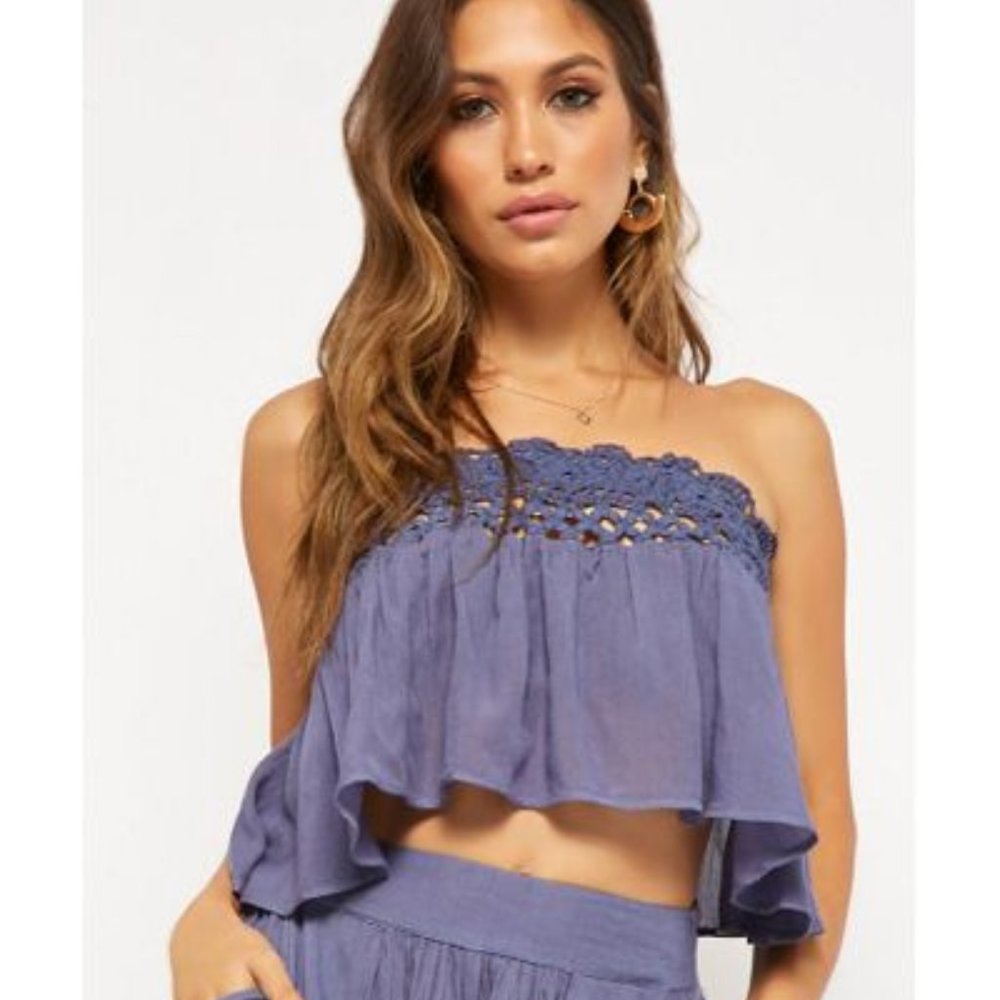 Boho Me Crochet Flounce Tube Top